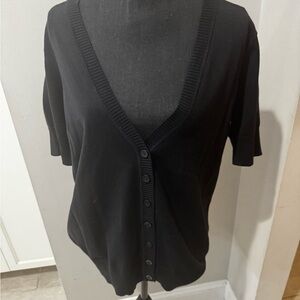 Elegant Black Button-Down V-Neck Shirt